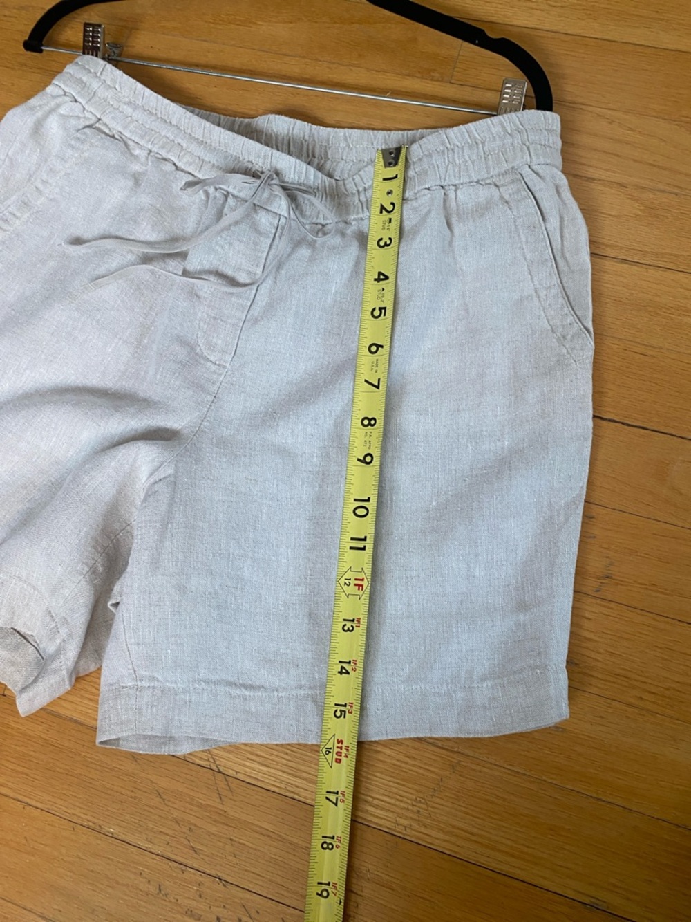 Talbots Cream 100% Linen Elastic Waist Shorts - Picture 7 of 8